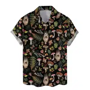 Mushroom Pattern Trippy Button-Up Hawaiian Shirt