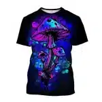 Neon Cosmic Mushrooms Psychedelic Art T-Shirt