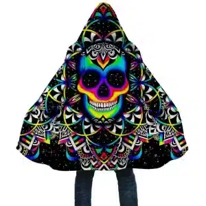 Neon Nightmares Sugar Skull Tribal Trippy Cloak