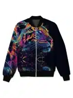 Neon Tiger Psychedelic Animal Print Bomber Jacket