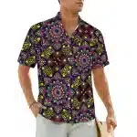 Neon Trippy Mosaic Button-Up Hawaiian Shirt