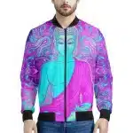 Pink and Aqua Psychedelic Buddha Bomber Jacket