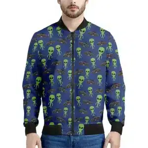 Playful Alien & UFO Fun Space Bomber Jacket