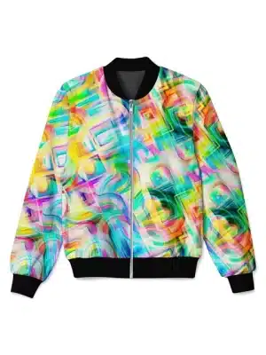 Prismatic Geometric Psychedelic Bomber Jacket