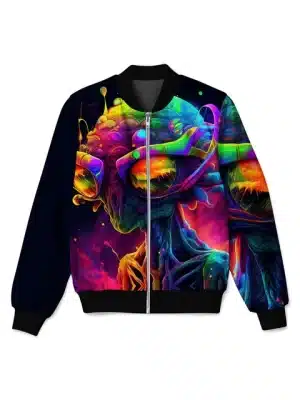 Psychedelic Cosmic Alien DMT Entities Bomber Jacket