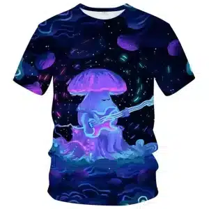 Psychedelic Glowing Mushroom Guitarist T-Shirt