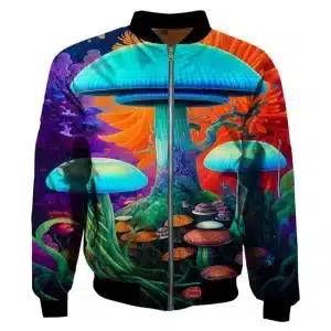 Psychedelic Jungle Mushroom Bomber Jacket