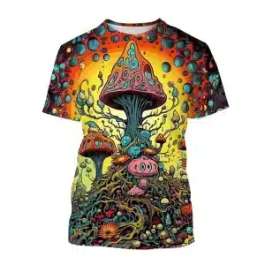 Psychedelic Mushroom Explosion Fantasy Art T-Shirt