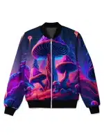 Psychedelic Neon Magic Mushroom Bomber Jacket