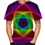 Psychedelic Rainbow Geometric Pattern Festival T-Shirt