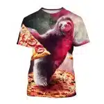 Psychedelic Space Sloth Pizza Party Galaxy T-Shirt