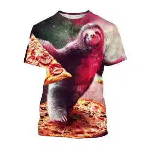 Psychedelic Space Sloth Pizza Party Galaxy T-Shirt