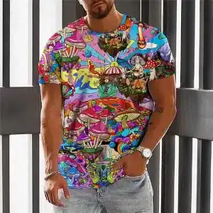 Psychedelic Wonderland Mushrooms Art T-Shirt