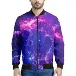 Purple Galaxy Nebula Cosmic Space Bomber Jacket