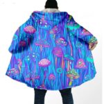 Radiant Blue Psychedelic Mushroom Cloak