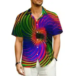 Radiant Spectrum Explosion Button-Up Hawaiian Shirt