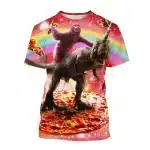 Rainbow Sloth Riding Unicorn T-Rex on Pizza T-Shirt