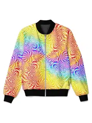 Rainbow Swirl Illusion Psychedelic Bomber Jacket