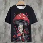 Red Mushroom & Floral Stylish T-Shirt