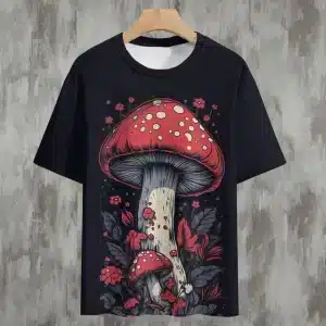 Red Mushroom & Floral Stylish T-Shirt