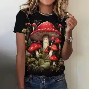 Red Mushroom Forest Nature Fantasy Women's T-Shirt