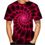 Red and Black Spiral 3D Optical Illusion T-Shirt