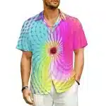 Sunrise Radiance Tie-Dye Button-Up Hawaiian Shirt