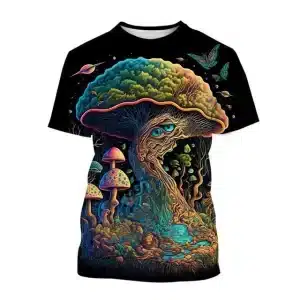 Tree of Life & Magic Mushrooms Fantasy T-Shirt