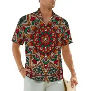 Tribal Mosaic Art Men's Button-Up Hawaiian Shirt