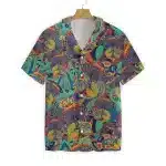 Trippy Alien Mushrooms Button-Up Hawaiian Shirt