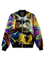 Trippy Cosmic Superhero Cat Men's Bomber Jacket