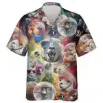 Trippy Llama Galaxy Button-Up Hawaiian Shirt