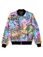 Trippy Rainbow Swirl EDM Festival Bomber Jacket