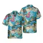 Tropical Alien Vacation Fun Button-Up Hawaiian Shirt