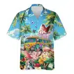 Tropical Flamingo Hippie Men's Button-Up Hawaiian Shirt