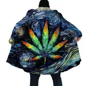 Van Gogh's Starry Night Cannabis Leaf Cloak