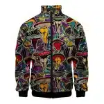 Vibrant Psychedelic Magic Mushrooms Bomber Jacket