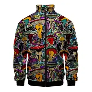 Vibrant Psychedelic Magic Mushrooms Bomber Jacket