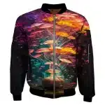 Vibrant Psychedelic Shroom Forest Bomber Jacket