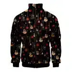 Vintage Acoustic Guitars Pattern Bomber Jacket