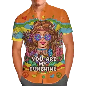 You Are My Sunshine Retro Hippie Button-Up Hawaiian Shirt