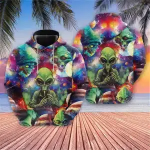 Alien Gathering DMT Entities Encounter Trippy Hoodie