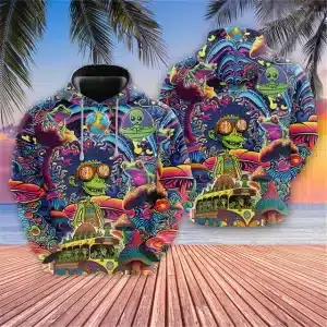 Alien Spaceship Psychedelic Mushroom Trip Hoodie