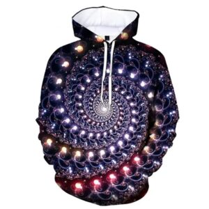 Black Cosmic Galaxy Hypnotic Spiral Pattern Hoodie