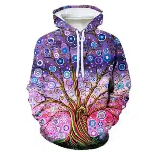 Celestial Swirls Cosmic Tree Art Psychedelic Hoodie