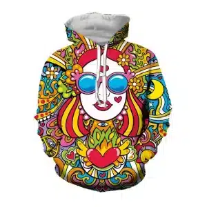 Colorful Psychedelic Hippie Love and Peace Hoodie