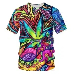 Colorful Psychedelic Weed Leaf Trippy T-Shirt