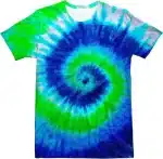 Cool Blue & Green Spiral Tie-Dye Psychedelic T-Shirt