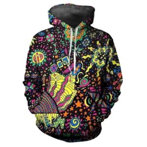 Cool Psychedelic Black EDM Festival Hoodie