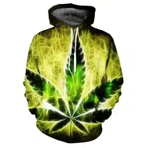 Electric Green Cannabis Leaf Illuminated Hoodie